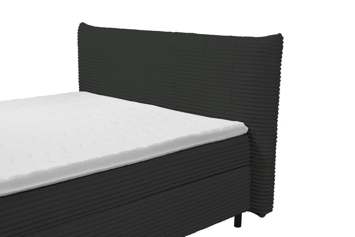 BOXSPRINGBETT 180x200 – Breitcord, Duo 7-Zonen-Tonnentaschen-Federkernmatratze, H3/H4, HR-Lux-Topper - Salbeigrün/Anthrazit, Holz/Kunststoff (180/200cm) - ed exciting design