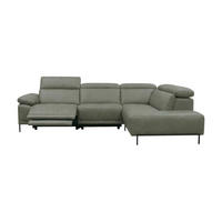 ECKSOFA Linus Echtleder mit 1 x Relaxfunktion Perlgrau - Hellgrau, Leder/Metall (262/220cm)