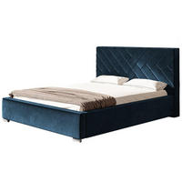 POLSTERBETT Monaco mit Kopfteil, 160x200 cm, Doppelbett mit Bettkasten und Lattenrost aus Holz, Velourstoff Dunkelblau - Dunkelblau, Holz/Textil (160/200cm) - Alpi-Möbel