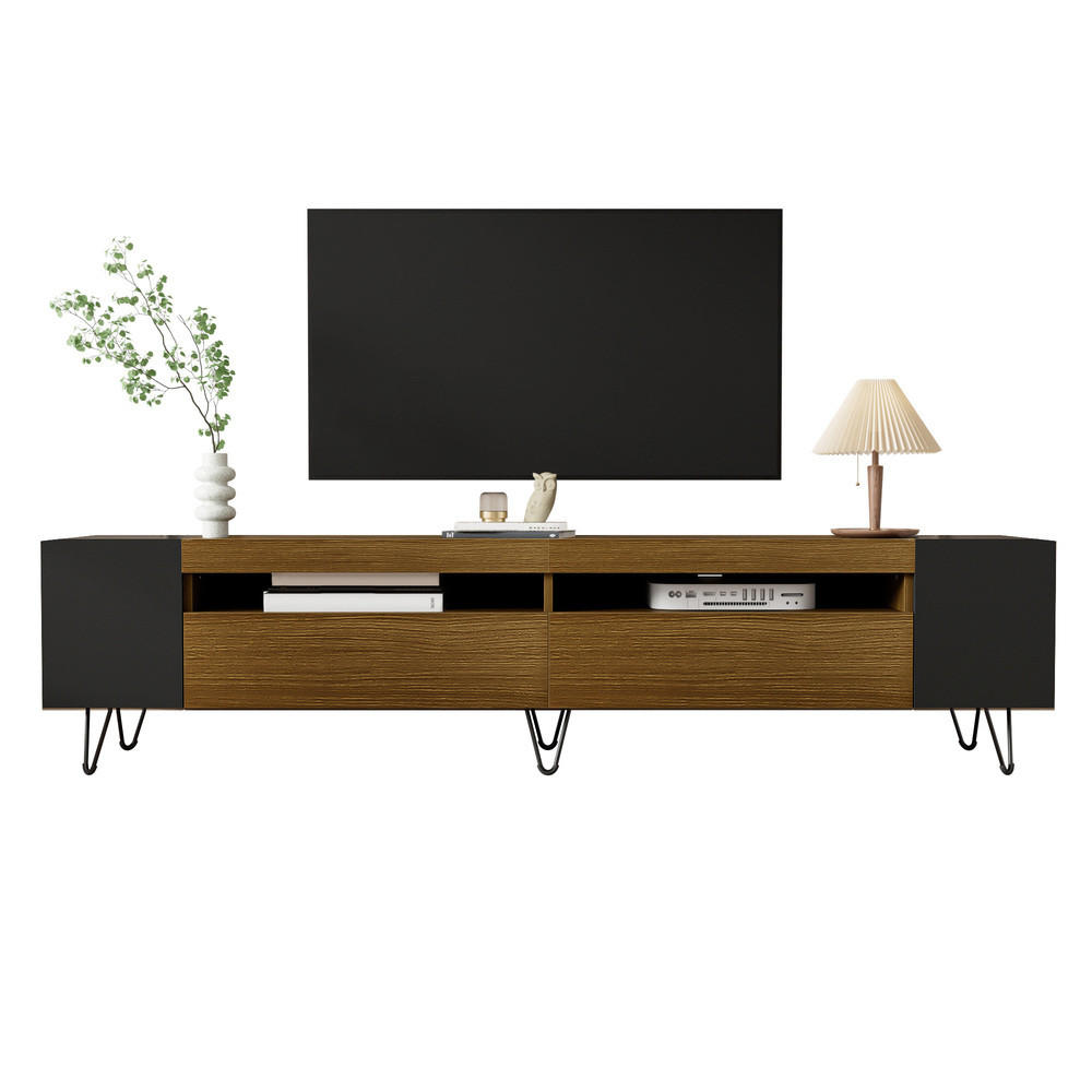 TV-SCHRANK 180cm Modern Schwarz & Holzoptik - Schwarz, Holz (45.01/27.94/55.88cm) - FLIEKS