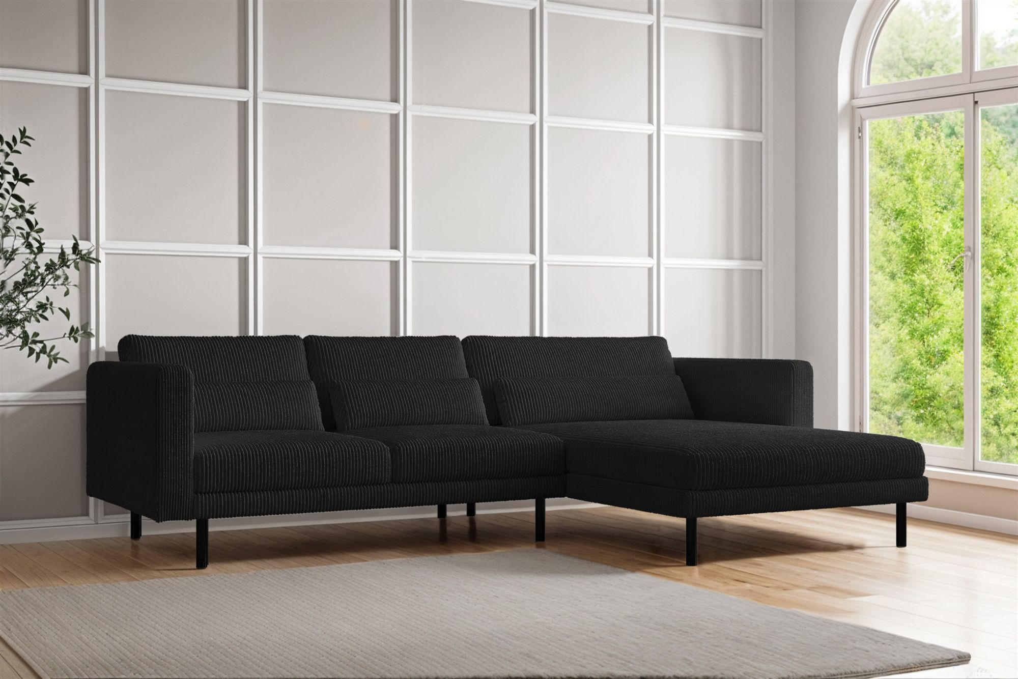 ECKSOFA Agada In Poso - Schwarz, Holzwerkstoff/Textil (281/174cm) - Fun Möbel