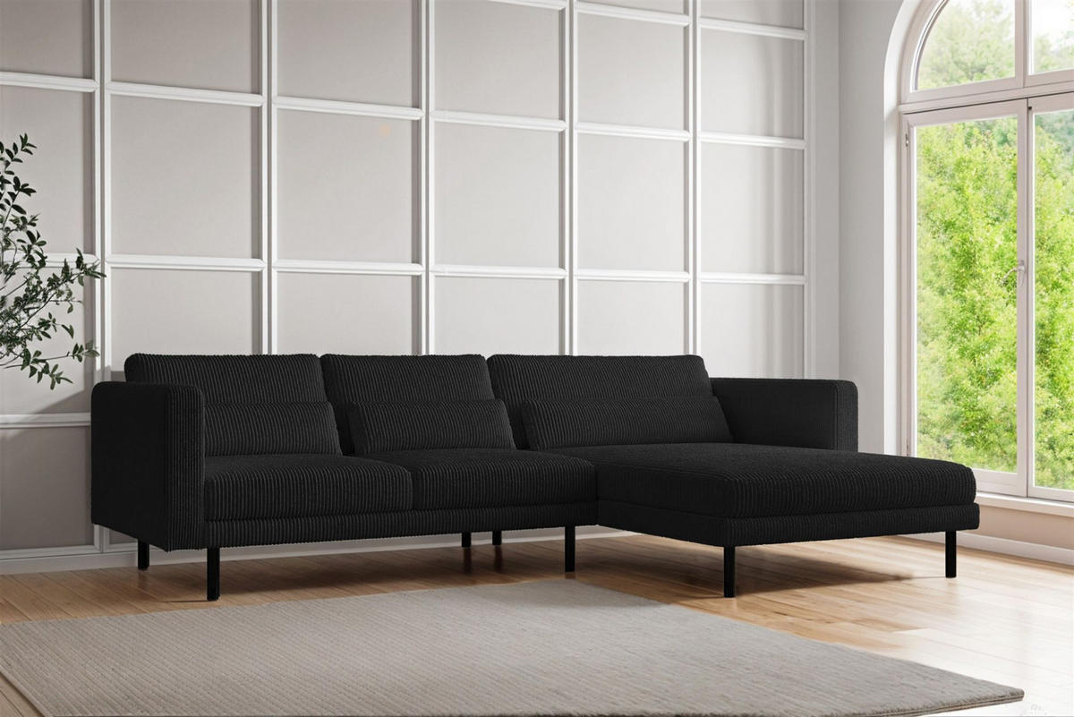 ECKSOFA Agada In Poso - Schwarz, Holzwerkstoff/Textil (281/174cm) - Fun Möbel