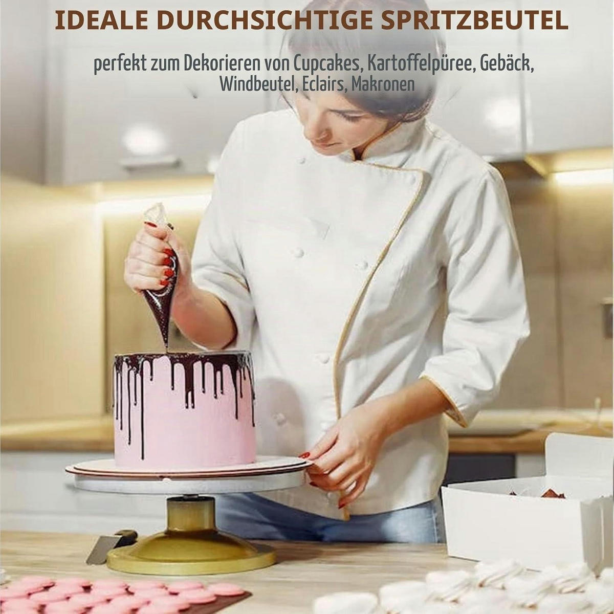 SPRITZBEUTEL 100 Stück 30 cm Verdickt Einweg - Transparent, Kunststoff (26/16/30cm)