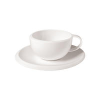 KAFFEETASSE MIT UNTERTASSE NewMoon weiß 190 ml - Weiß, Keramik (17/7.8/17cm) - Villeroy & Boch