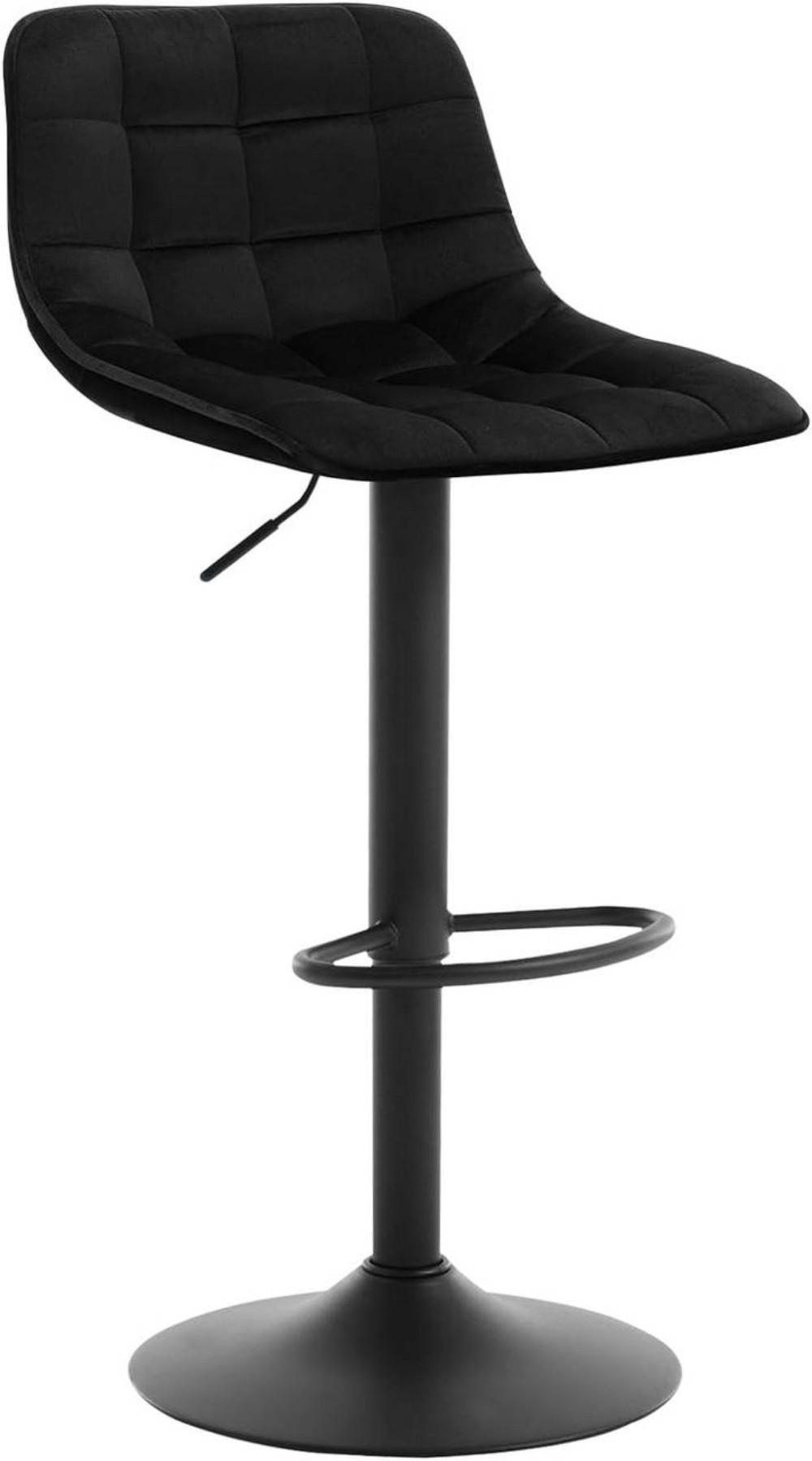 BARHOCKER aus Samt und Metall, Schwarz - Schwarz, Textil/Metall (42.5/82.5/38.5cm) - Woltu