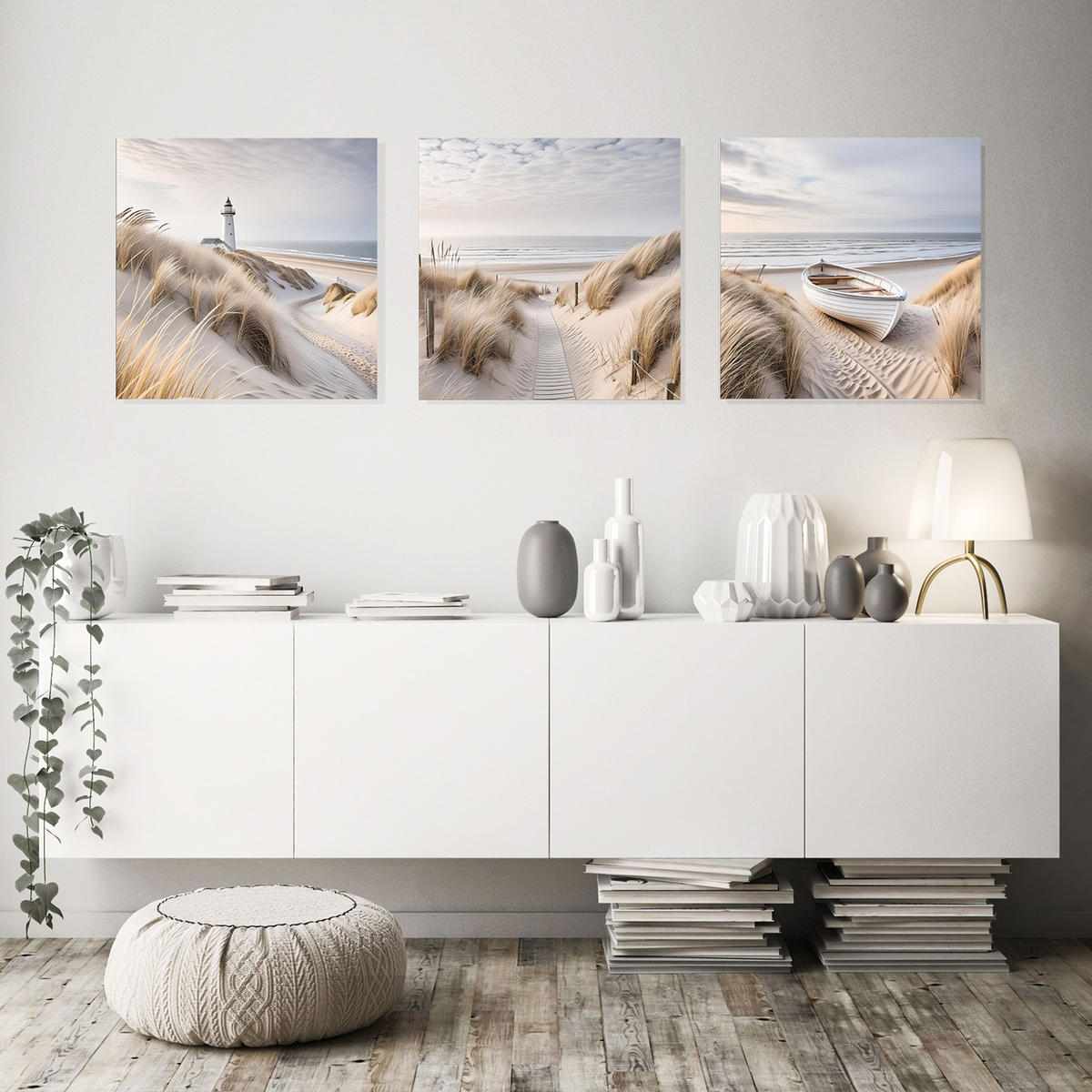 GLASBILD 50x50 cm Strand und Meer - Beige, Glas (50/50cm) - artissimo
