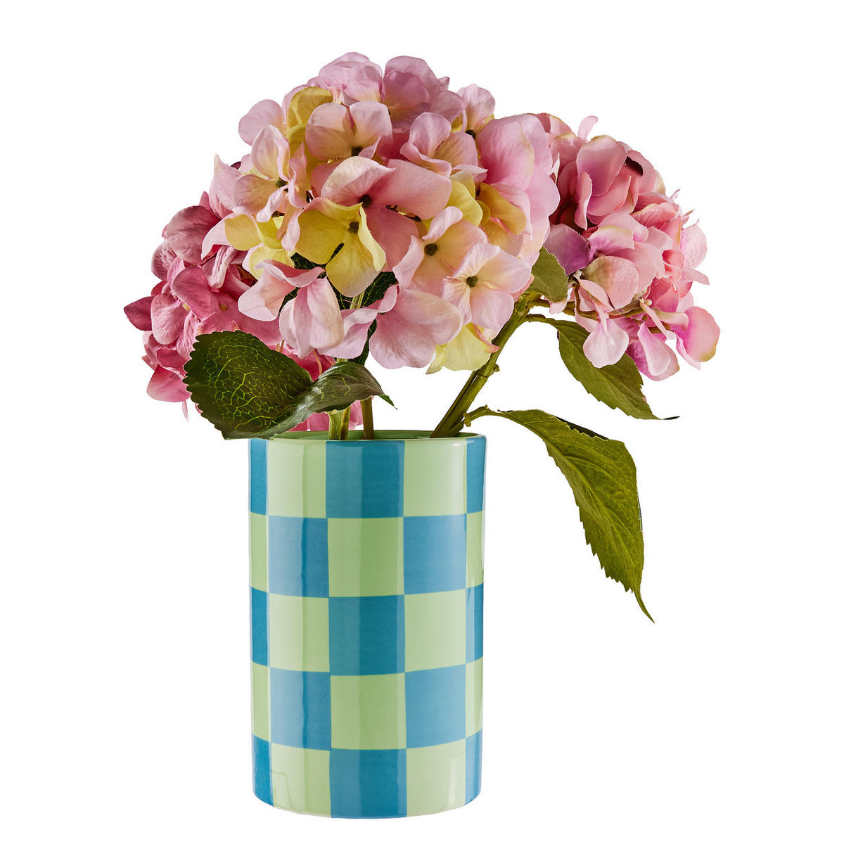 VASE Checker Ø20cm - Blau/Grün, Stein (22cm) - Butlers