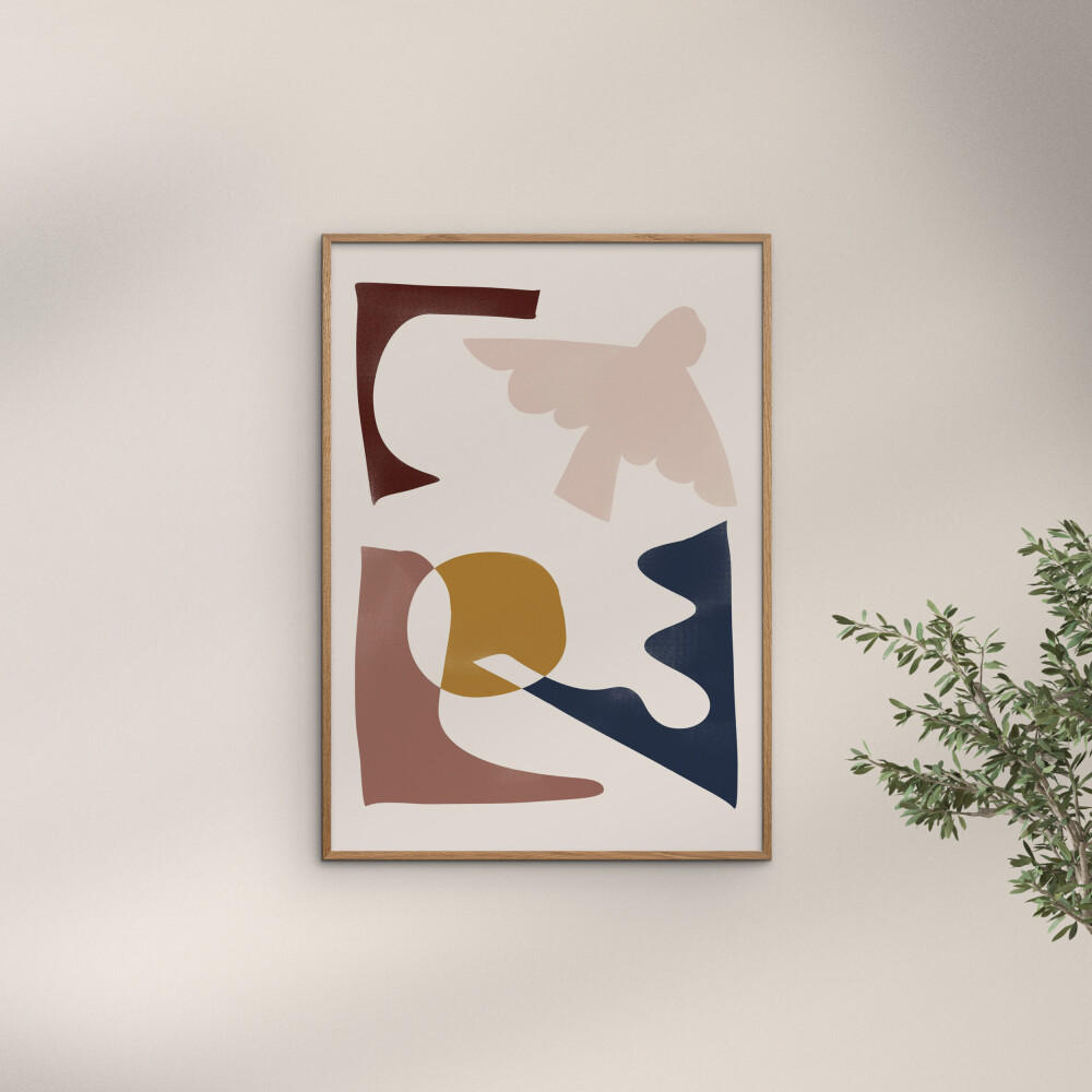 POSTER mit Rahmen Affordable Art Prints - Melloi - Eichefarben/Multicolor, Holz/Papier (70/100cm) - Poster&Frame