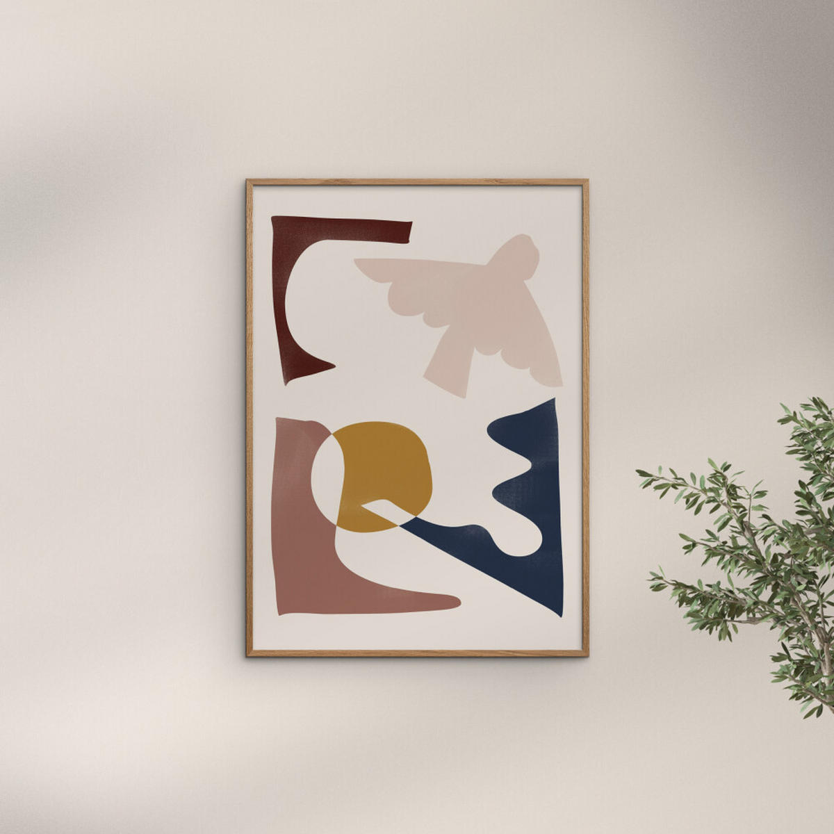 POSTER mit Rahmen Affordable Art Prints - Melloi - Eichefarben/Multicolor, Holz/Papier (70/100cm) - Poster&Frame