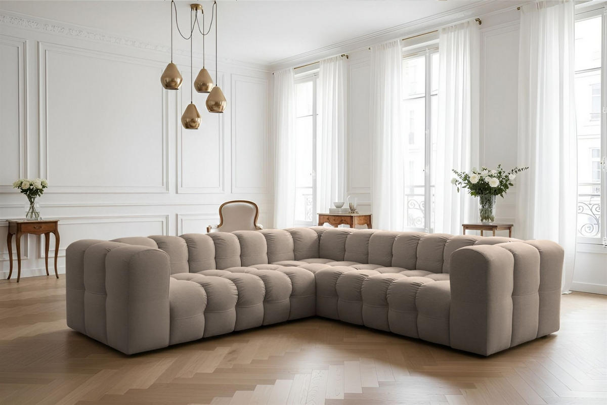 ECKSOFA Solvie Xs In Tiffani - Taupe, Holzwerkstoff/Textil (270/270cm) - Fun Möbel