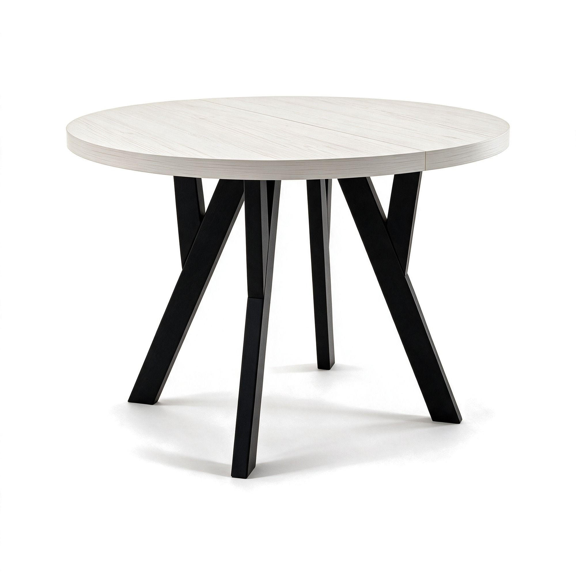 ESSTISCH ausziehbar rund 80-160 cm ATO Sosna, Auszugstisch mit Einlegeplatte - Schwarz/Kieferfarben, Holzwerkstoff (80/80/77cm) - VENASI MÖBEL