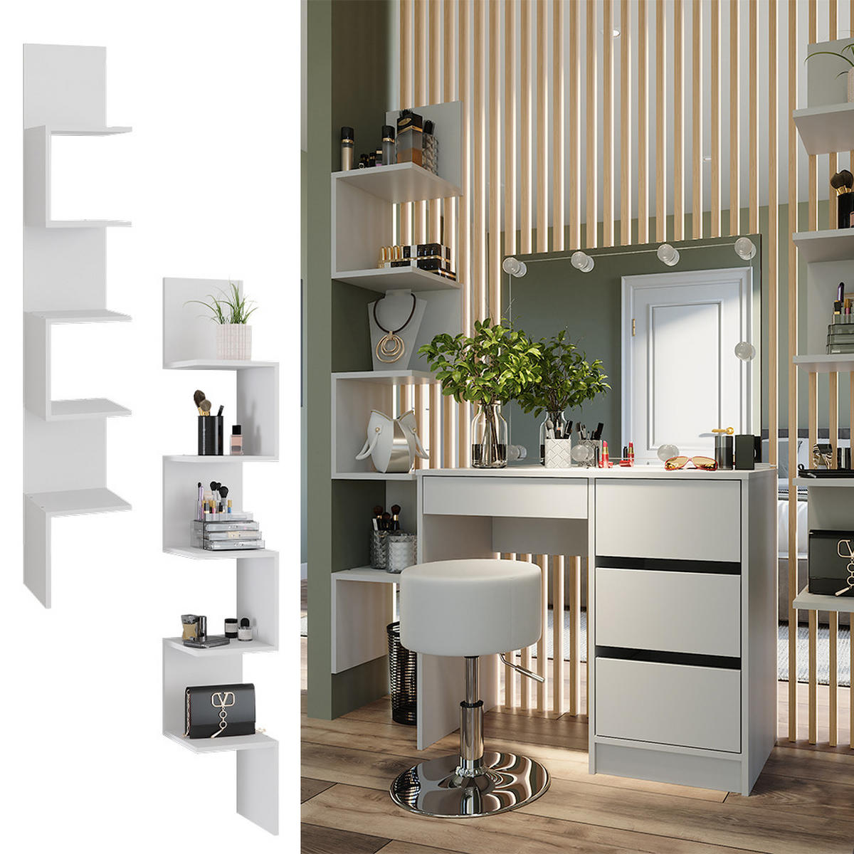 ECKREGAL Paolo Weiß 28 x 175.4 cm 2er Set - Weiß, Holzwerkstoff (28/175.4/28cm) - Vicco