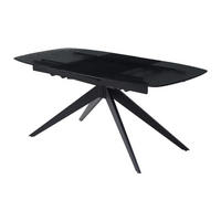 ESSTISCH ausziehbar - 6 bis 10 Personen - Ornamentsicherheitsglas & Metall - Schwarz - LEGRIO - Schwarz, Glas (240/90/76cm) - Vente-Unique