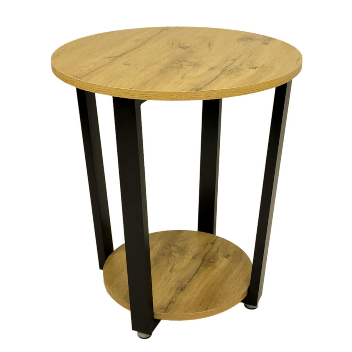 COUCHTISCH Holzoptik Metall Eichefarben Schwarz rund klein 46x52 cm - Eichefarben/Schwarz, Holzwerkstoff/Metall (46/46/52cm) - Begryf