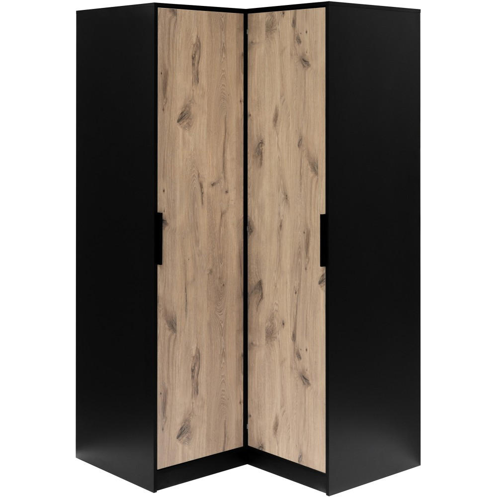 Beautysofa Eckschrank Schwarz, Eiche 108.5x200x106.5 cm