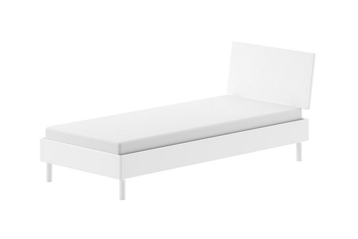 EINZELBETT 90x200 Keeley Buche Weiß Holz Kopfteil Komfort Stabil - Weiß, Holz (90/200cm) - 58aufmkessel