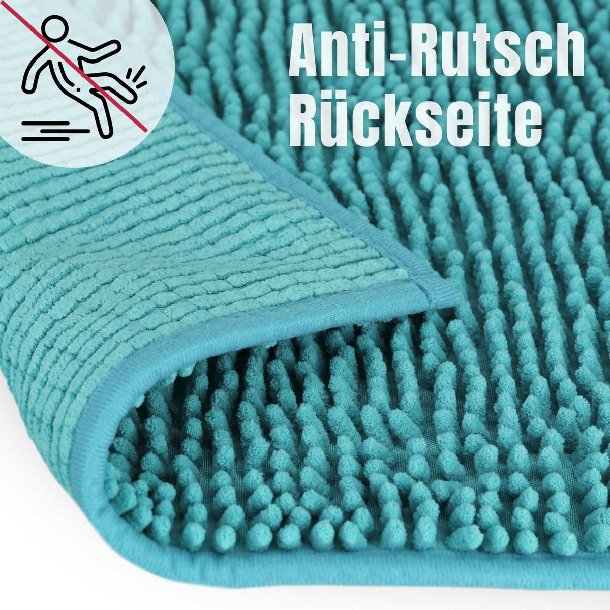 BADEMATTE MIT WC AUSCHNITT PARIS - Petrol, Textil (45/45cm) - WohnDirect