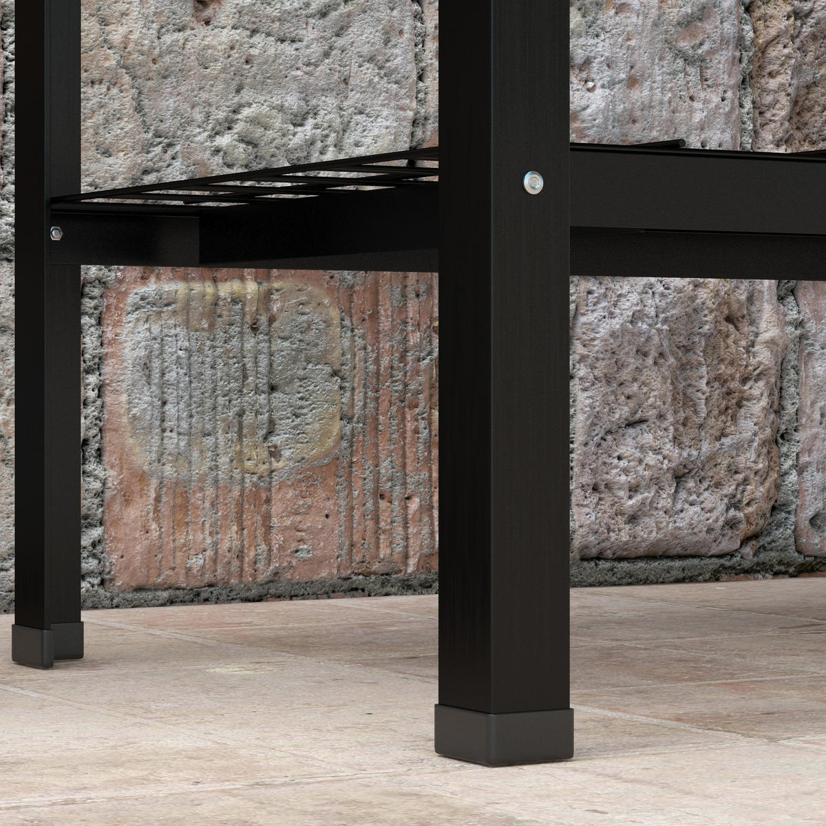 HOCHBEET DE-16033 mit Etagere und Rollen Schwarz - Schwarz, Metall (109/80/44cm) - ComfortXL