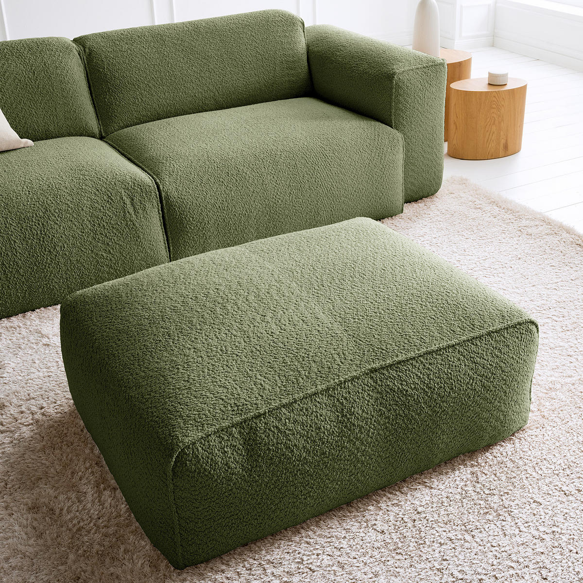 POLSTERHOCKER - Schwarz/Grün, Kunststoff/Textil (81/38/100cm) - home24