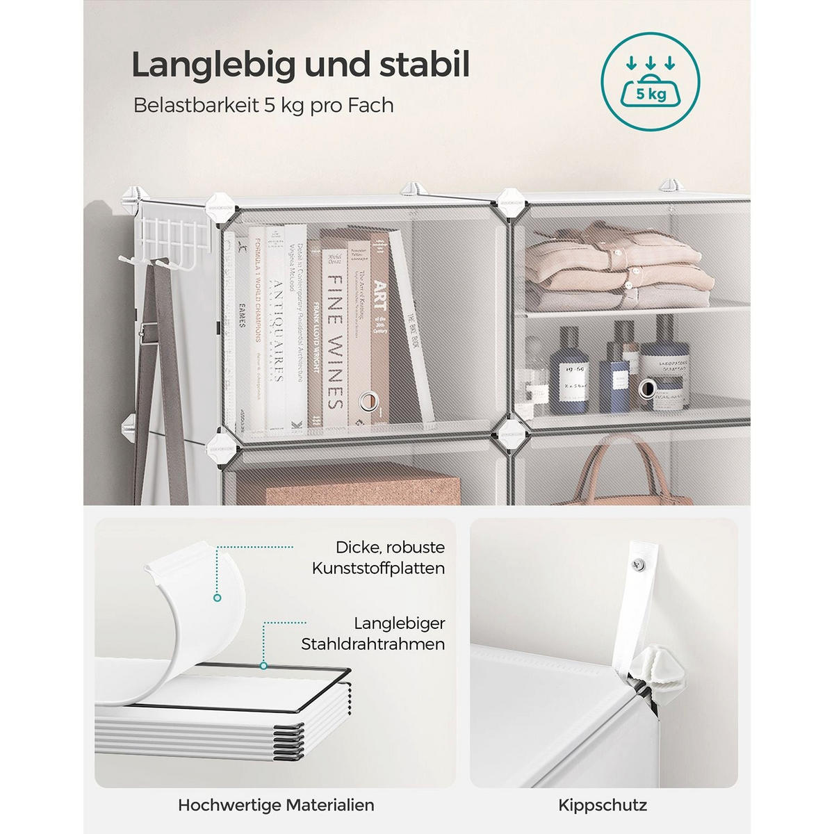 SCHUHREGAL DOUALA - Weiß, Kunststoff (124/94/32cm) - Hansiro