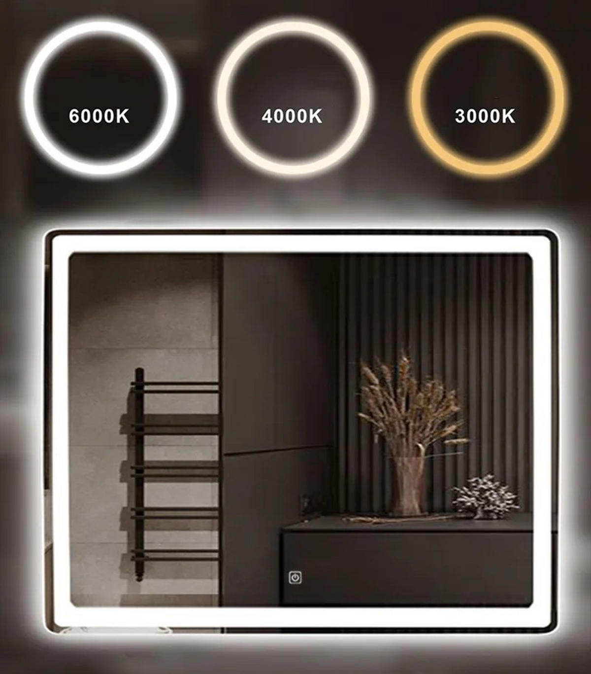 SPIEGEL Rea Led 80x60cm P10407 - Weiß, Glas (80/60/2cm) - REA