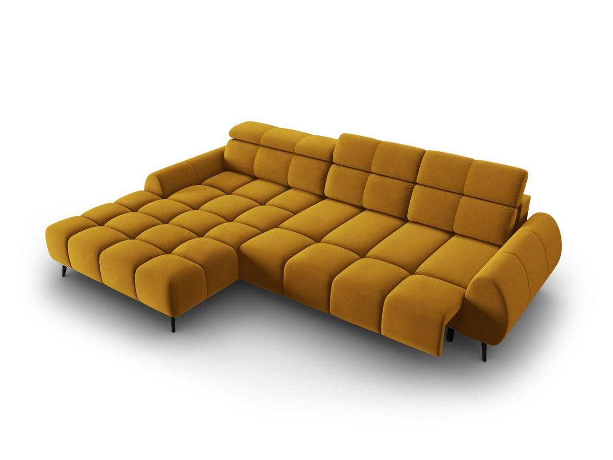 ELEKTRISCHES-ECKSOFA links Alyse aus Samt gelb 5 Sitzplätze - Gelb, Textil (188/295cm) - Micadoni