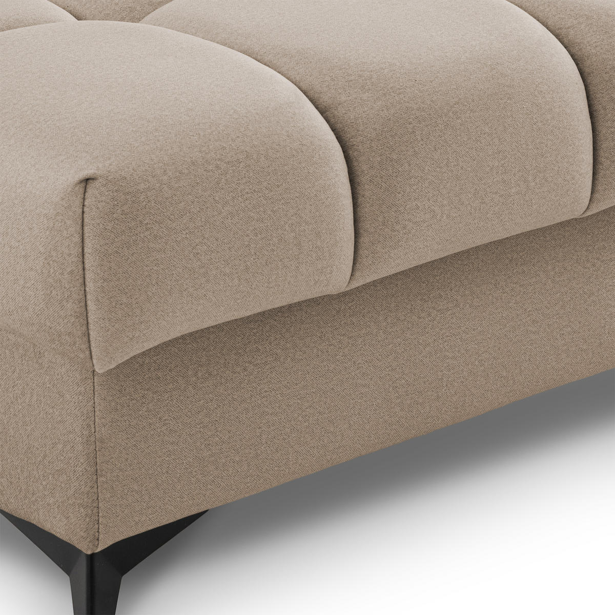 ECKSOFA PUDDING L Links mit Schlaffunktion 125x195 Velours Beige - Beige/Schwarz, Holz/Textil (203/275cm) - Muffo
