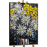 GEMÄLDE Schneeweiße Margeriten Schattenfugenrahmen Schwarz 140x100 cm - Schwarz, Holz (140/100cm) - YS-art gallery