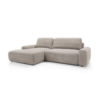 ECKSOFA OSSO Braun Velours-Stoff mit Schlaffunktion - Braun, Holz (264/162cm) - MASSENO
