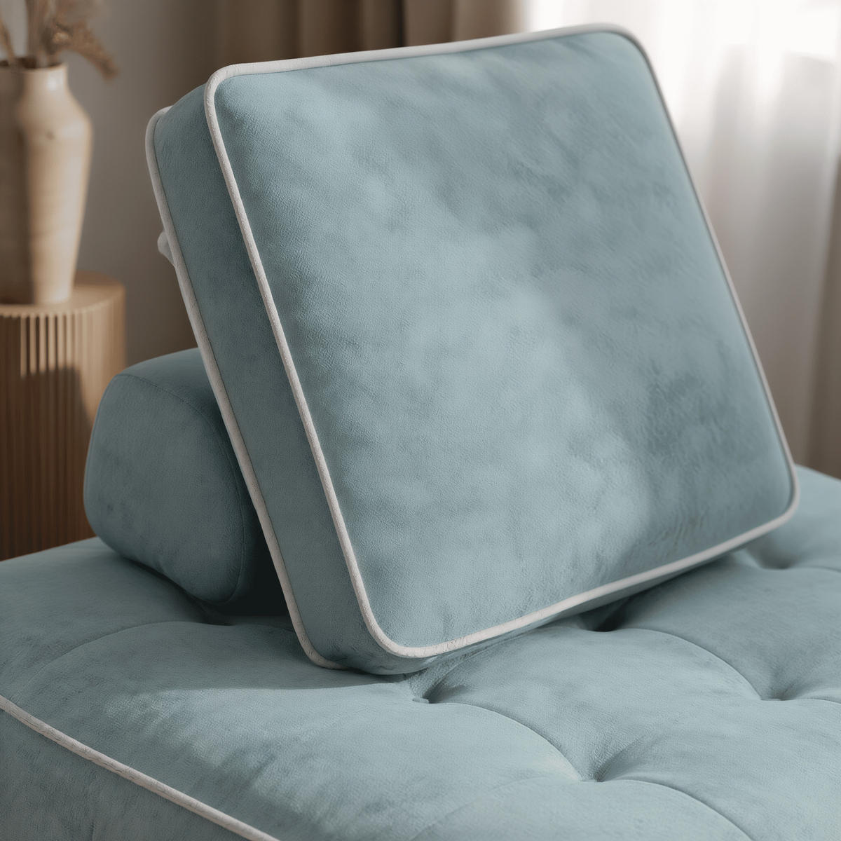 SESSEL Zen Salbei und Weiß 1-Sitzer - Salbeigrün/Weiß, Textil (100/75/100cm) - COCO Living