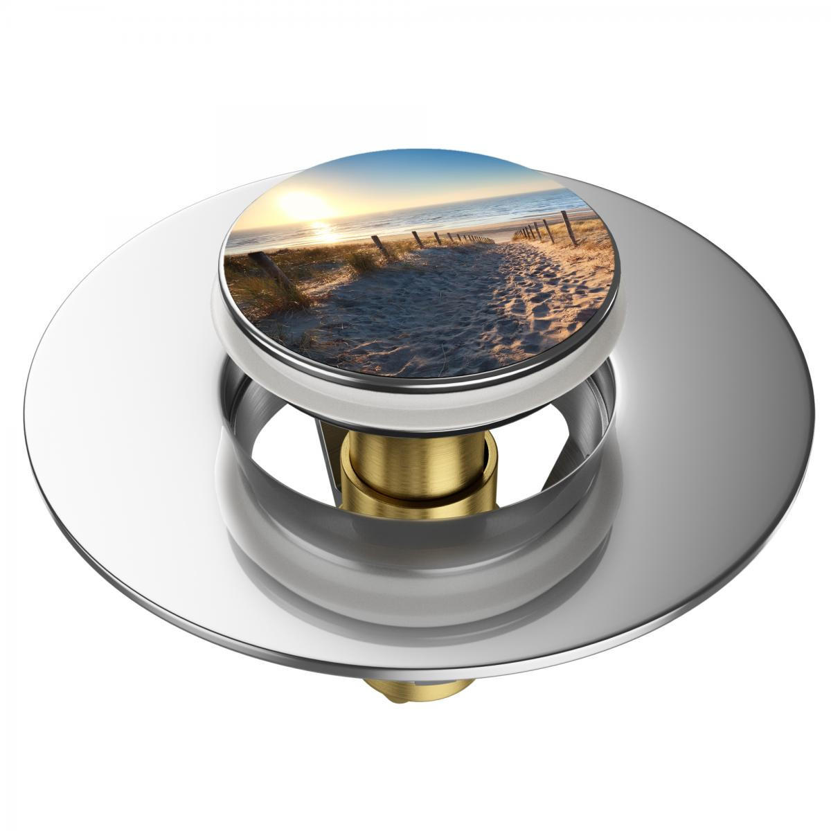 WASCHBECKENSTÖPSEL Pop-Up Düne - Beige, Metall (6/4/5cm) - Sanilo