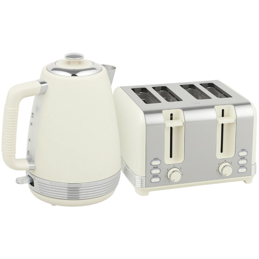 WASSERKOCHER-TOASTER SET Creme Edelstahl 1,7 L 2200W - Creme, Kunststoff (16.5/25.2/21.1cm) - Rolipo