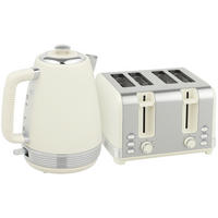 WASSERKOCHER-TOASTER SET Creme Edelstahl 1,7 L 2200W - Creme, Kunststoff (16.5/25.2/21.1cm) - Rolipo