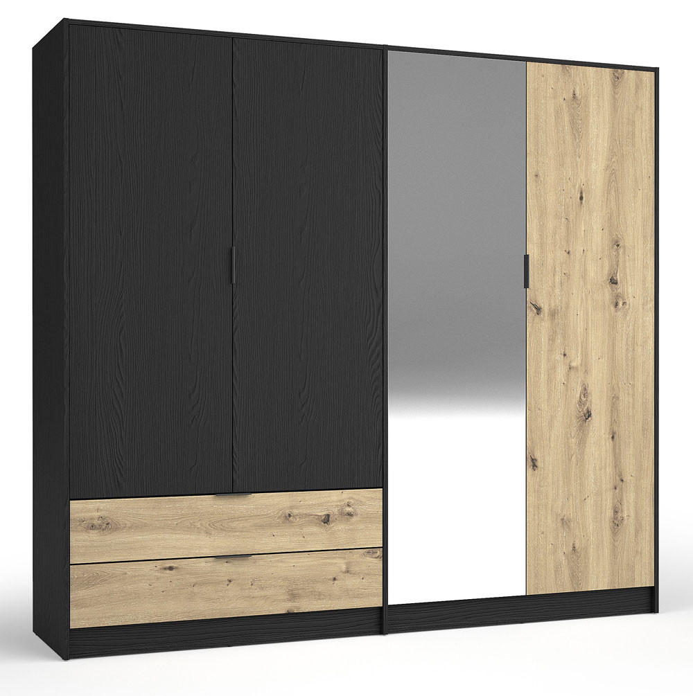 KLEIDERSCHRANK Upsala graphit / Eiche Artisan 220,5 / 54 / 203cm - Eichefarben/Graphitfarben, Holzwerkstoff/Kunststoff (220/203/54cm) - Feldmann-Wohnen