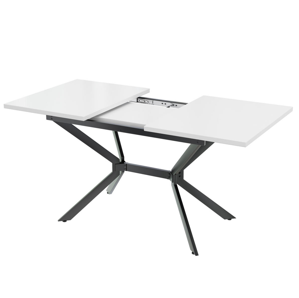 ESSTISCH 120/160/80 cm in Weiß aus MDF, ausziehbar mit schwarzen Metallbeinen - Weiß, Holzwerkstoff (160/75/80cm) - Flora Grace