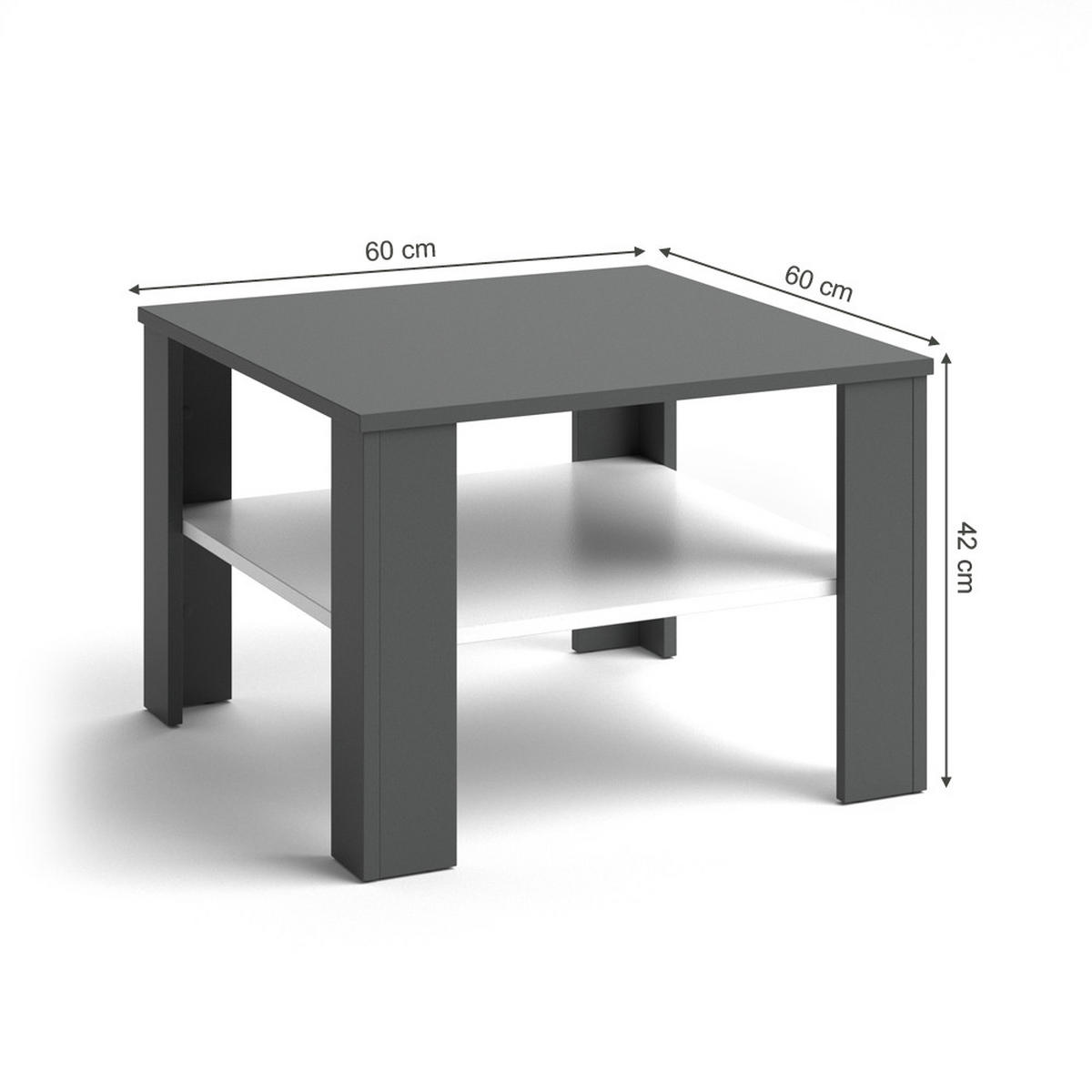 COUCHTISCH Homer Weiß/Anthrazit 60 x 60 cm - Anthrazit/Weiß, Holzwerkstoff (60/60/42cm) - Vicco