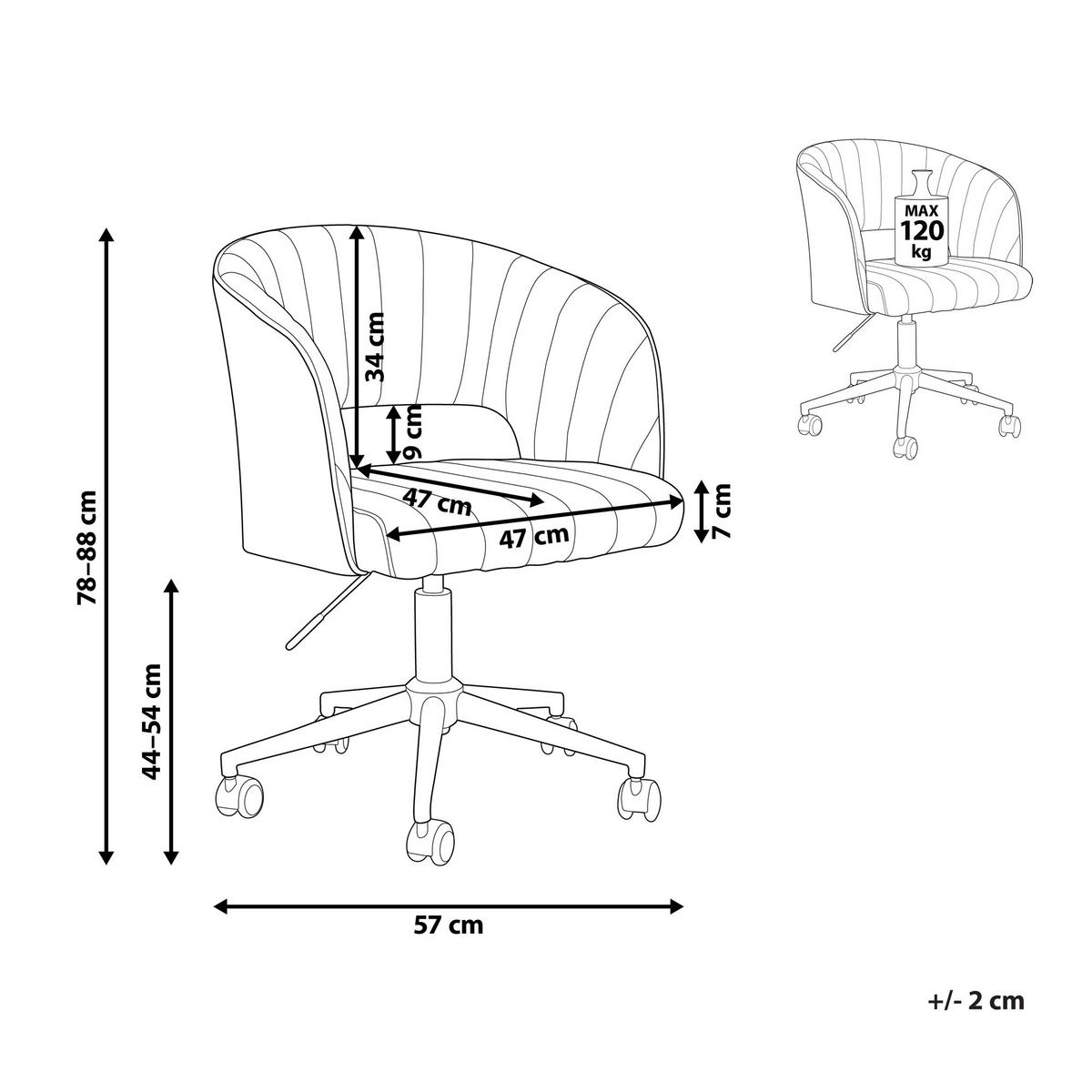 BÜROSTUHL Samtstoff Helles Beige Katonah - Beige/Silberfarben, Textil (57/78/57cm) - Beliani