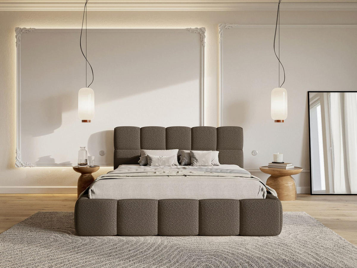 POLSTERBETT Cloudy Braun Bouclé, 120x200 cm - Schwarz/Braun, Kunststoff/Textil (120/200cm) - Selsey