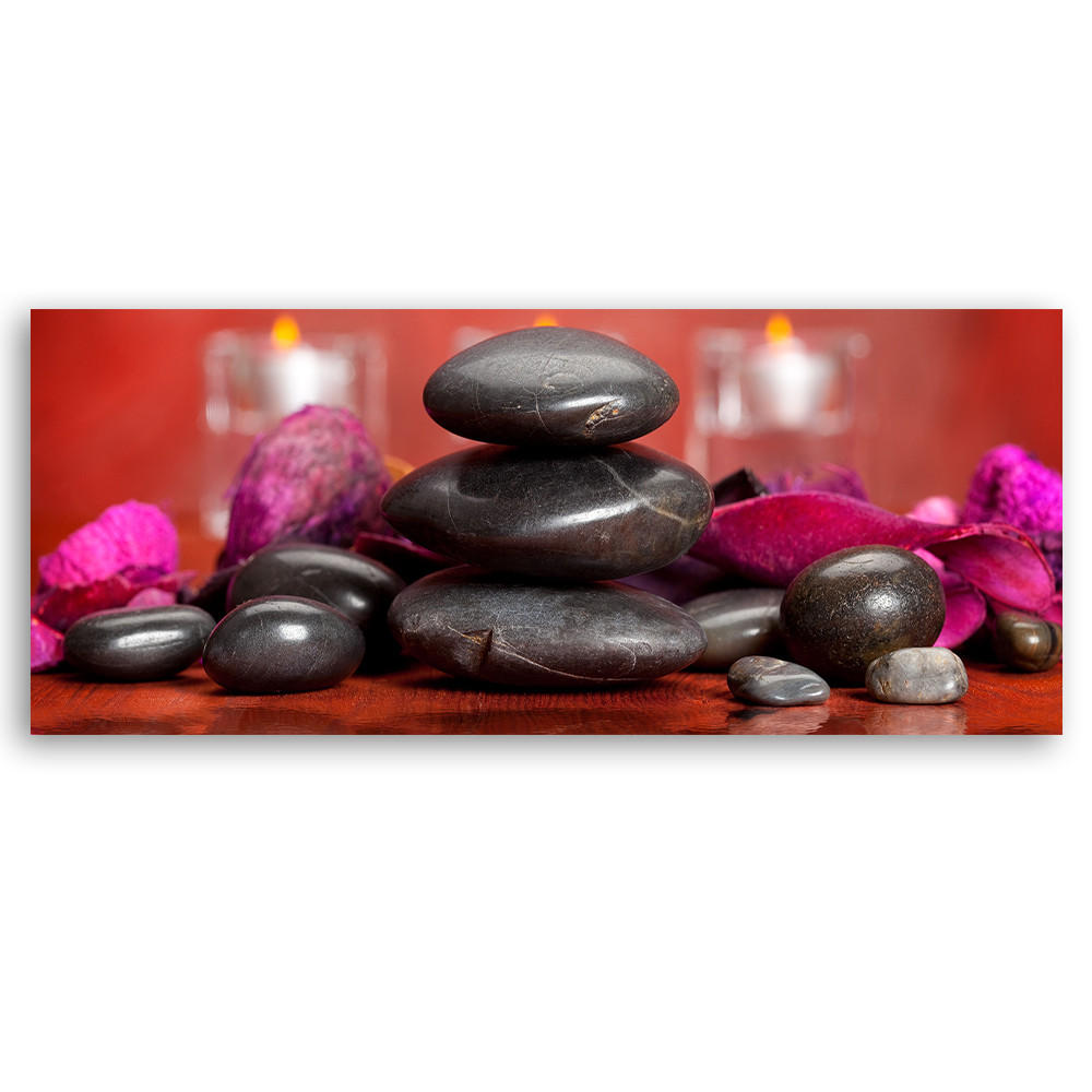 WANDBILD zen steine auf rotem hintergrund - Rot, Textil (90/30cm) - Feeby