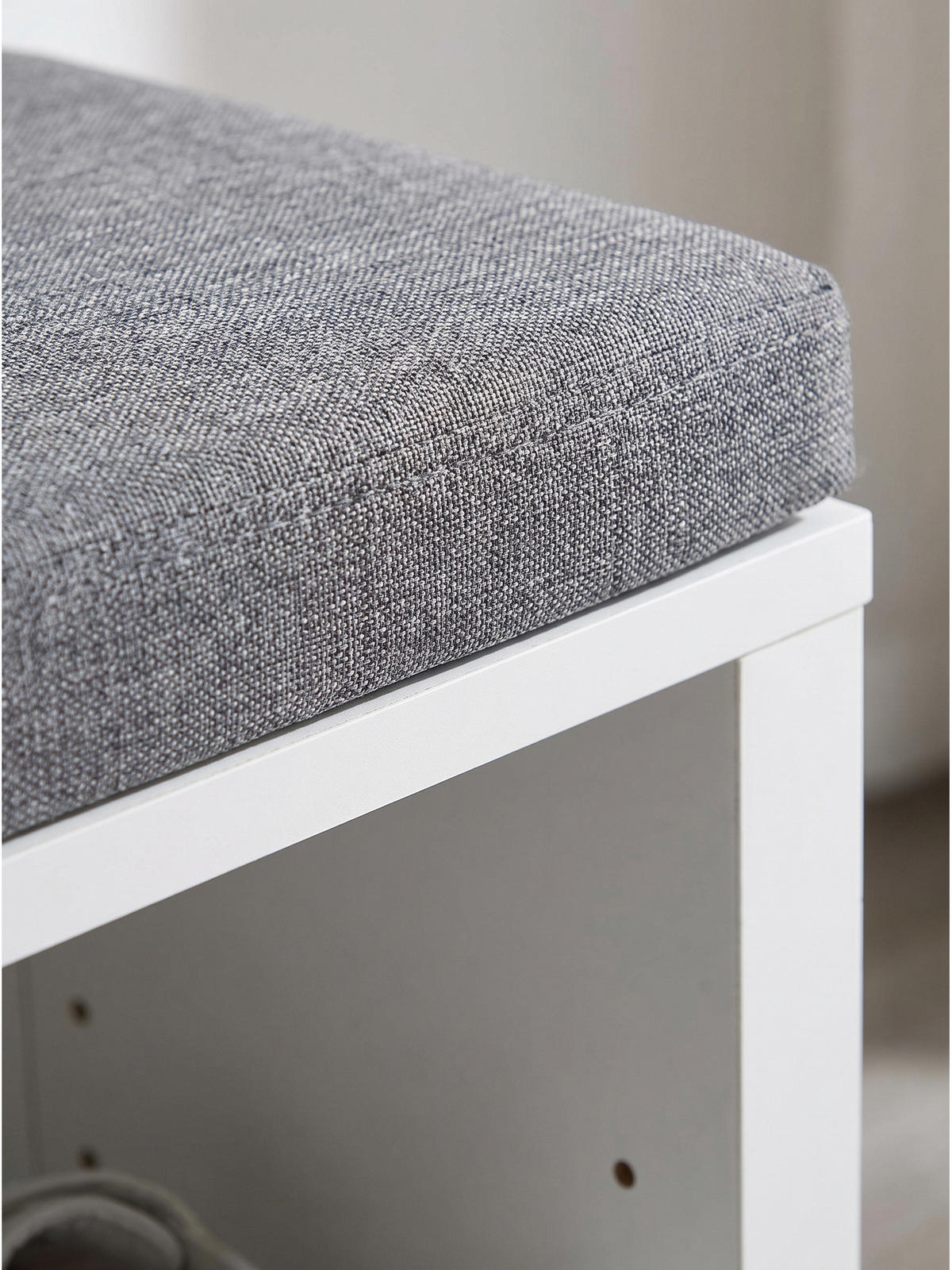 GARDEROBENBANK CARTAGENA, Stoff, Weiß, 100 x 30 x 45 cm - Weiß/Grau, Holzwerkstoff/Textil (100/45/30cm) - KADIMA DESIGN