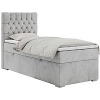 BOXBETT PERA 90/200 Hellgrau Velvet - H4 - Links Seite - Hellgrau, Holz/Textil (90/200cm) - MKS