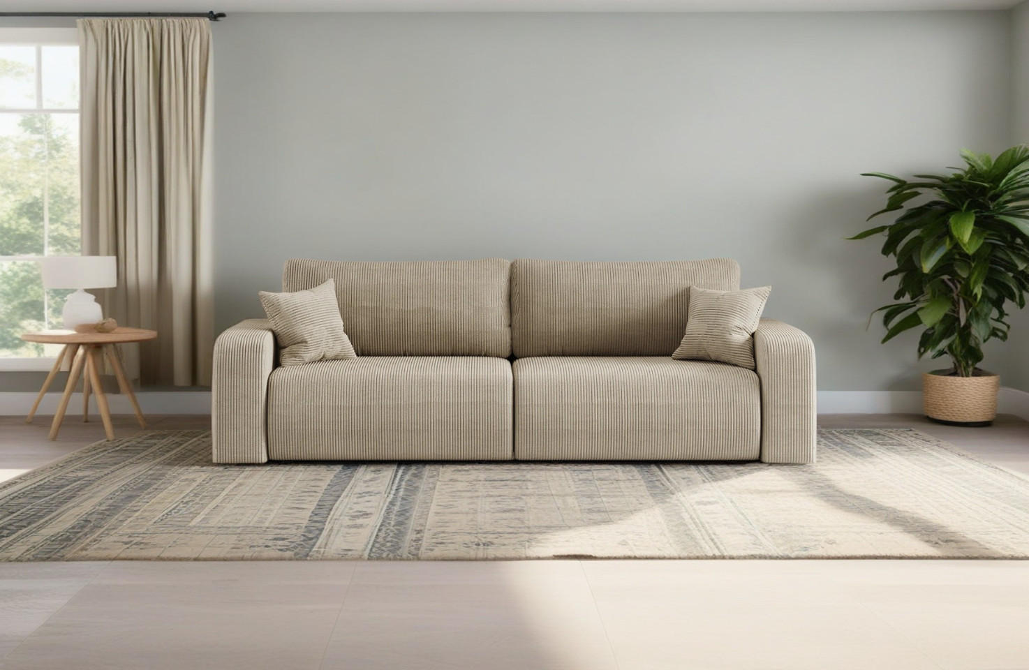 SCHLAFSOFA MILANO und Bettkasten Stoff Poso Dunkelbeige - Cappuccino, Holz (246/83/98cm) - Kaiser Möbel