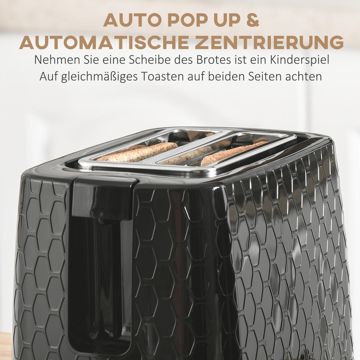 TOASTER mit Wasserkocher DE-07920 Schwarz - Schwarz, Metall (19.5/23.4/24.2cm) - ComfortXL