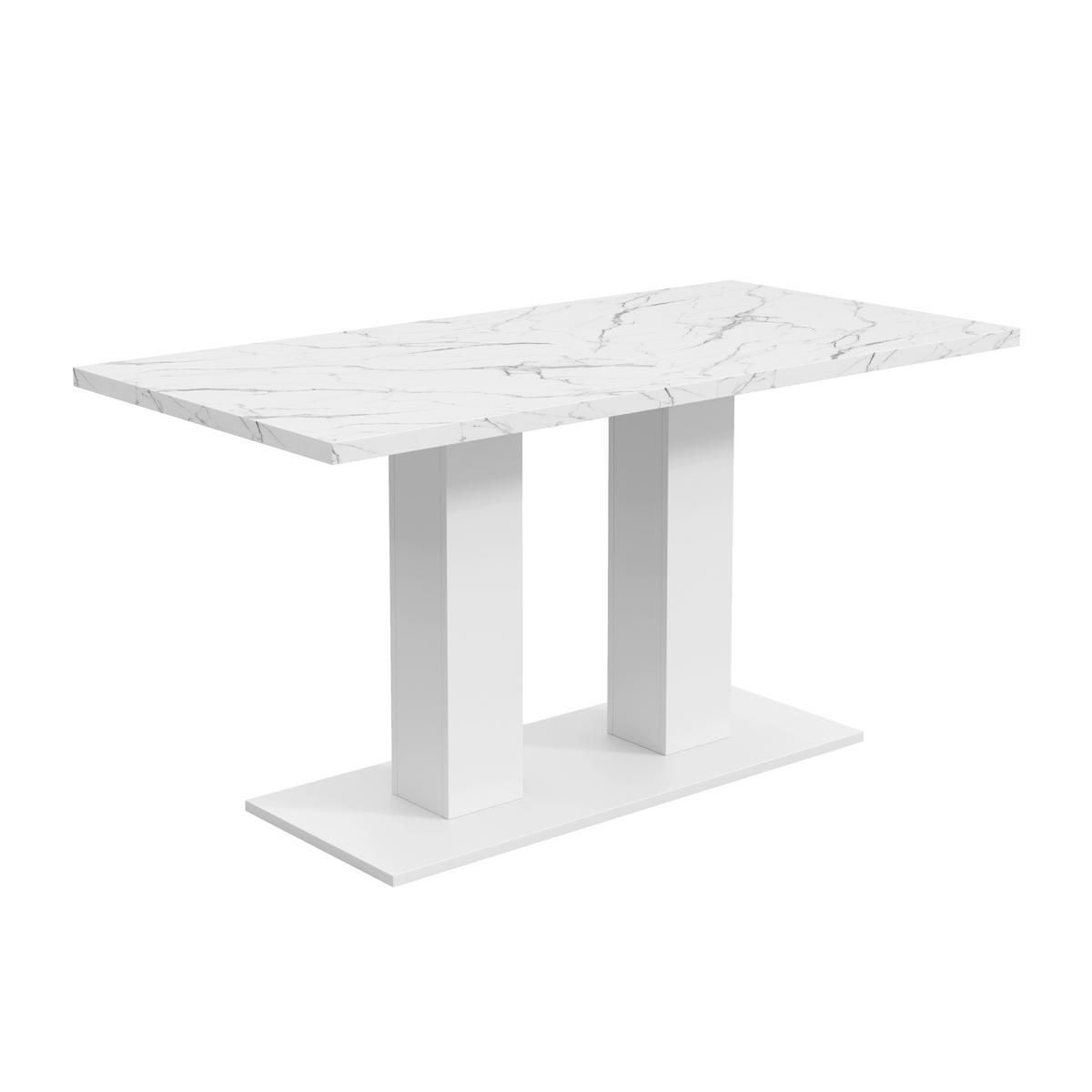 ESSTISCH 140–180/70/75 cm, Weiß - Weiß, Holzwerkstoff (180/70/75cm)