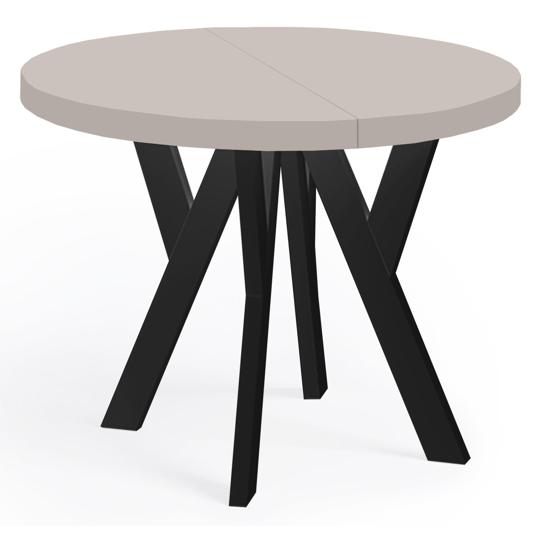 ESSTISCH Runder Ausziehbarer PERO 110/210 Kaschmir / Schwarz - Kaschmir/Schwarz, Holz (110/210/77cm) - Dekori_Interiors