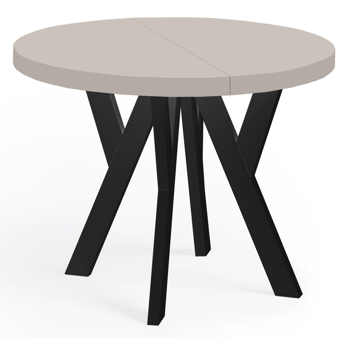 ESSTISCH Runder Ausziehbarer PERO 110/210 Kaschmir / Schwarz - Kaschmir/Schwarz, Holz (110/210/77cm) - Dekori_Interiors