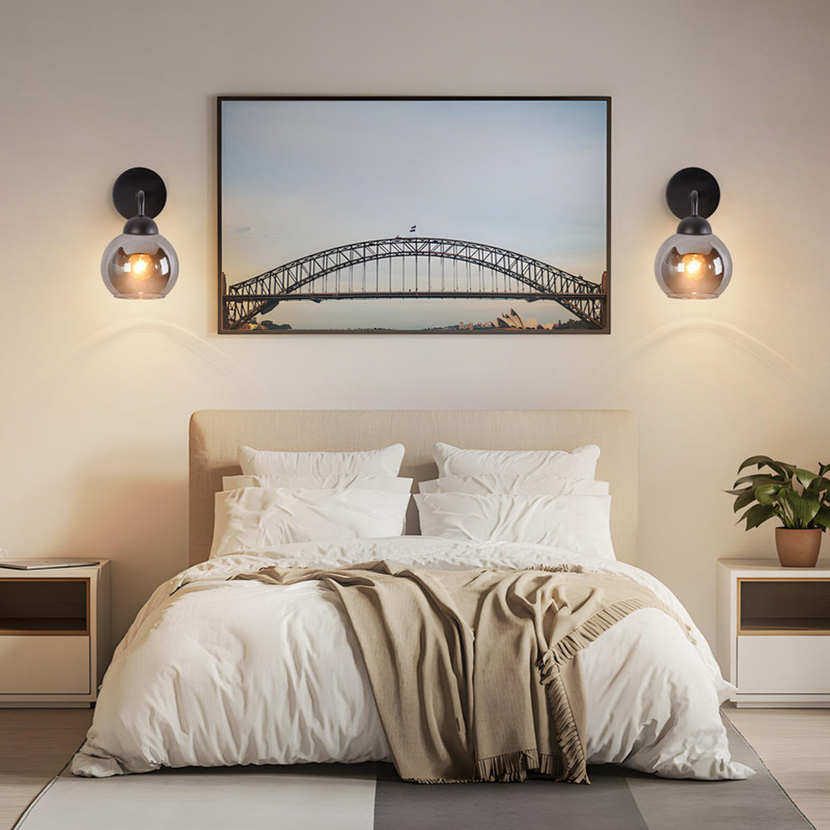 WANDLEUCHTE Inverter 22/13/13 cm - Schwarz, Glas (13/13/22cm) - ZMH