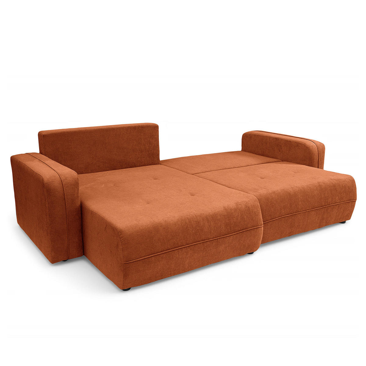 ECKSOFA mit Schlaffunktion - 244 cm - Schwarz/Orange, Kunststoff/Textil (244/145cm) - home24