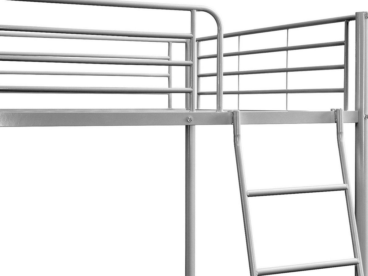 ETAGENBETT + Matratze - 2 x 140 x 190 cm - Silberfarben - GEMINI III - Silberfarben/Weiß, Metall (140/199cm) - Vente-Unique