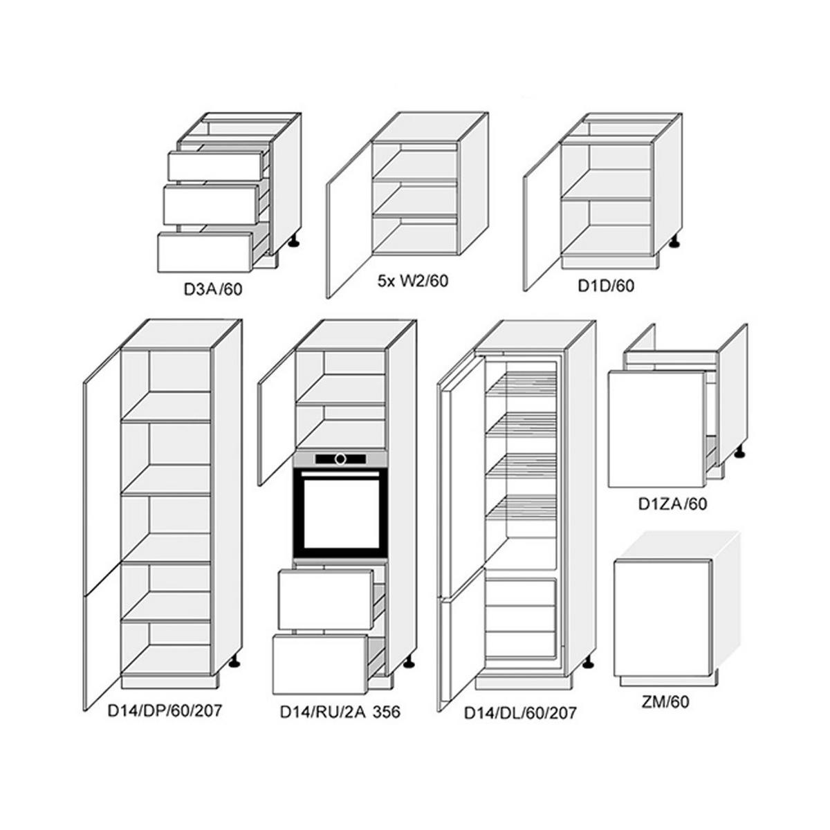 WINKELKÜCHE Bonn weiß matt 300 / 180 / 207cm 14-teilig - Weiß, Holzwerkstoff/Metall (300/207/180cm) - Feldmann-Wohnen